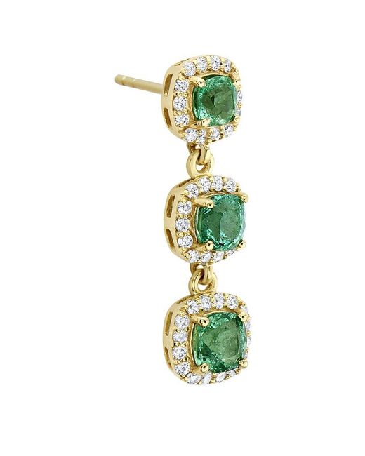 Forever Creations USA Inc. Green Forever Creations 14k 2.70 Ct. Tw. Diamond & Emerald Bar Drop Earrings