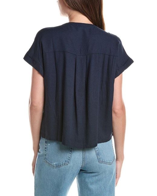 Splendid Blue Linen Blend Top