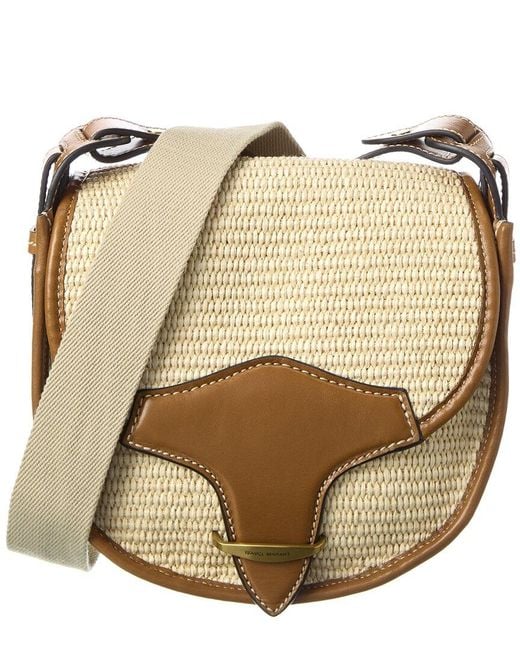 Isabel Marant Botsy Straw & Leather Saddle Bag in Brown (Natural