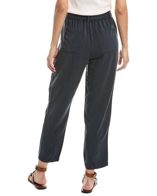 Tahari Blue Woven Twill Tapered Leg Fly Ankle Pant