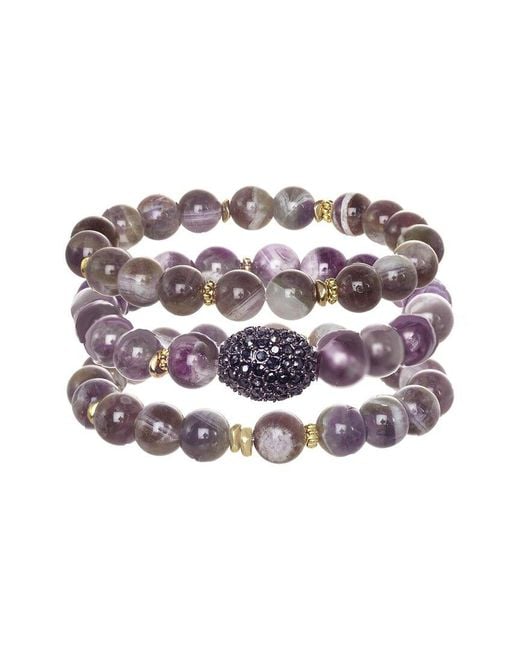 Rachel Reinhardt Jewelry White Amethyst Crystal Fireball Stretch Bracelet