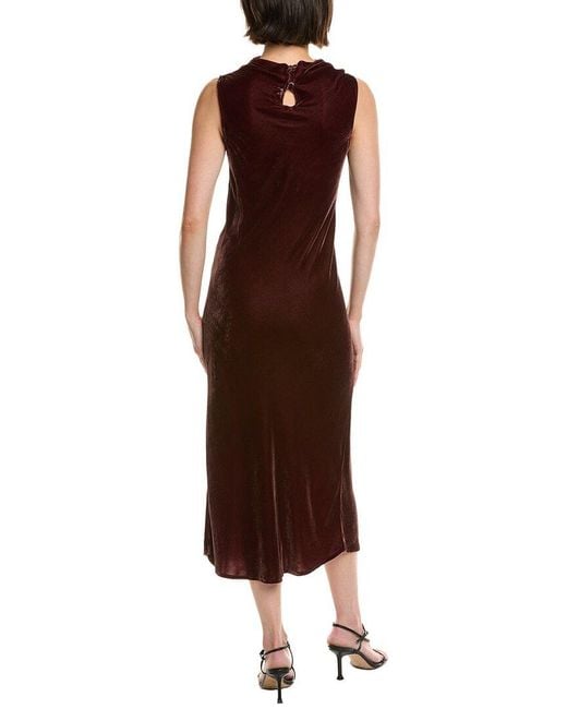 Bella Dahl Brown Velvet Mock Neck Midi Dress