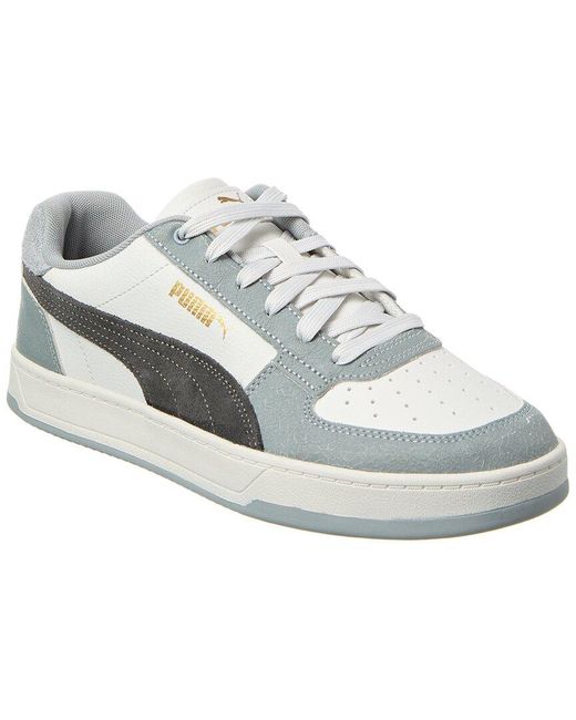 PUMA White Caven 2.0 Fractured Leather Sneaker for men