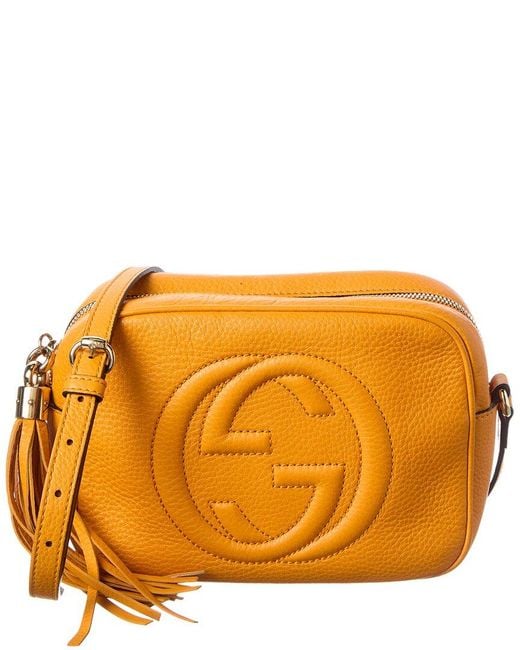 Gucci Orange Curcuma Pebbled Calfskin Leather Small Soho Disco Bag (authentic Pre- Loved)