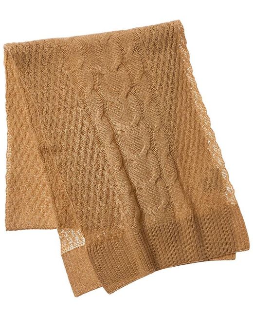 Hannah Rose Natural Horseshoe Cable Basketweave Cashmere Scarf