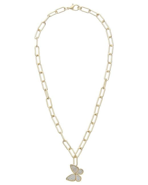 Juvell Metallic 18K Plated Cz Butterfly Lariat Necklace