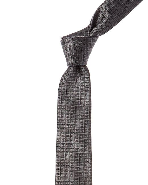 Givenchy Gray Grey All Over Logo Silk Tie for men