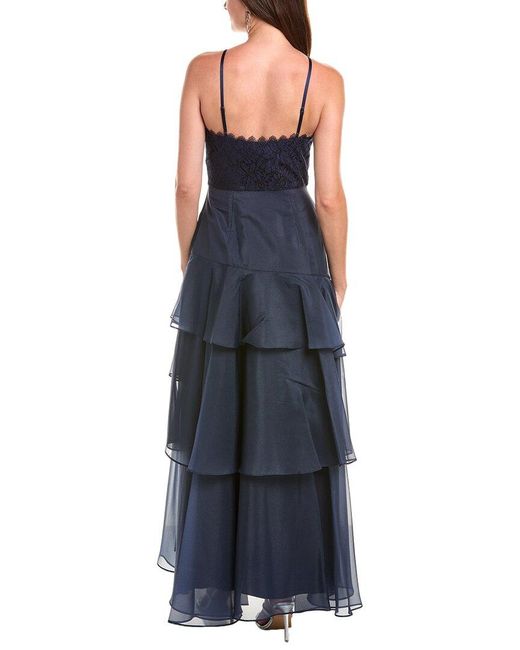 Aidan Mattox Blue Tiered Gown