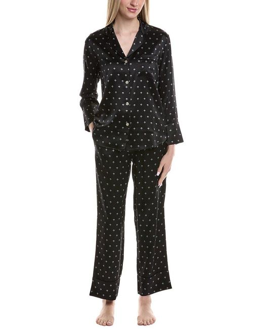 Petite Plume Black 2Pc Silk Pajama Set