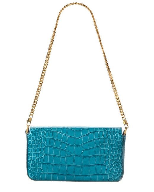 Tom Ford Blue Mini Leather Shoulder Bag