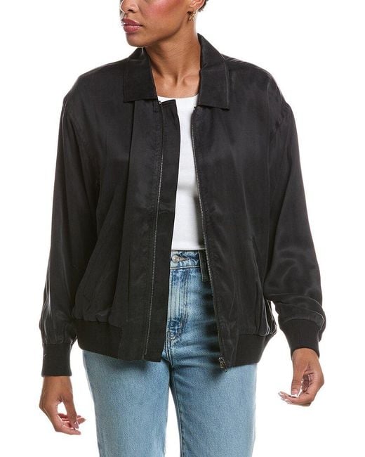 Chaser Brand Black Silky Twill Johnny Zip Up Sweater