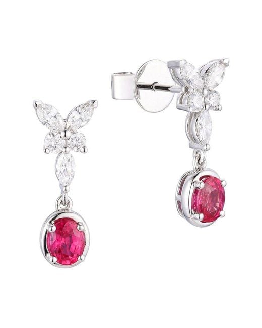 Gregg Ruth White 14K 1.26 Ct. Tw. Diamond & Ruby Butterfly Earring