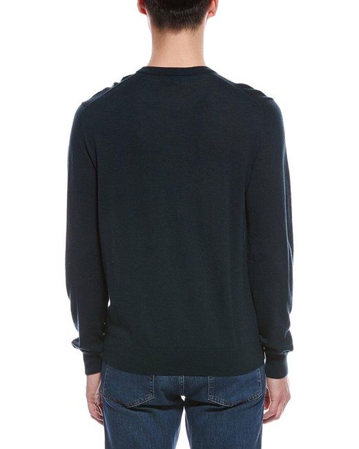 Bruno Magli Blue Merino Wool Crewneck Sweater for men