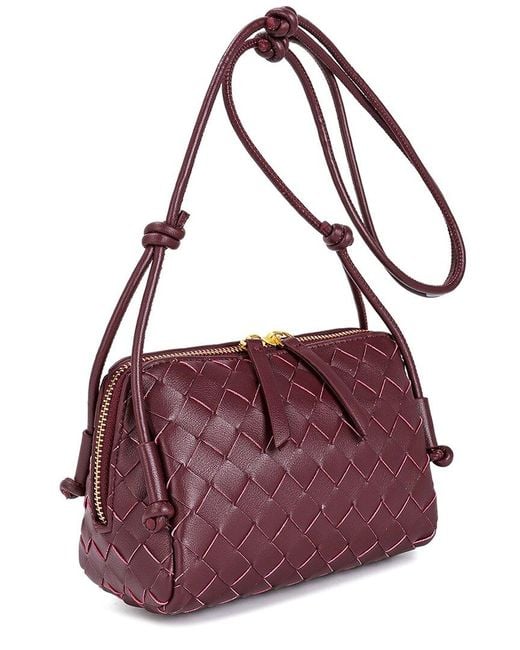 Tiffany & Fred Paris Purple Hand-woven Leather Crossbody