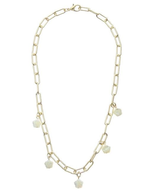 Juvell Metallic 18k Plated Simulated Pearl Rose Charm Necklace
