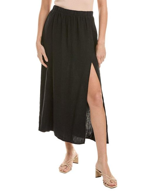 Bella Dahl Black High Waist Maxi Linen Skirt