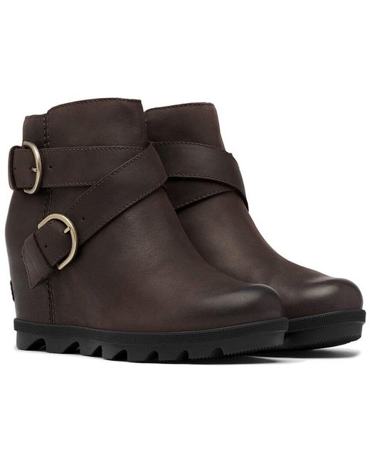 Sorel Joan Of Arctic Wedge Ii Buckle Leather Boot in Black | Lyst