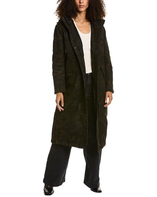 AllSaints Black Indra Camo Parka