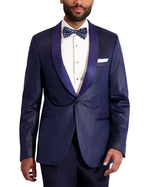 Ike Behar Blue Satin Tuxedo Jacket for men
