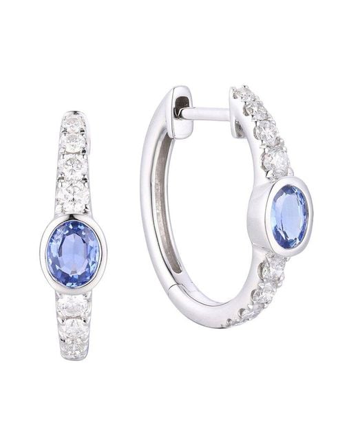 Gregg Ruth Blue 14K 0.89 Ct. Tw. Diamond & Sapphire Huggie Earring