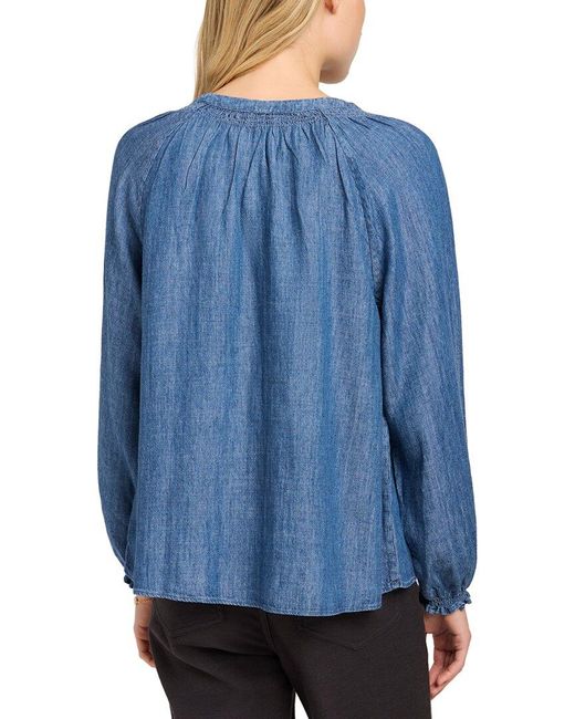 Faherty Brand Blue The Tried And True Linen-Blend Odette Top
