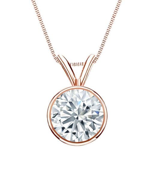 Sabrina Designs Lab Grown Diamonds White 14K Rose 4.00 Ct. Tw. Lab-Grown Diamond Solitaire Necklace