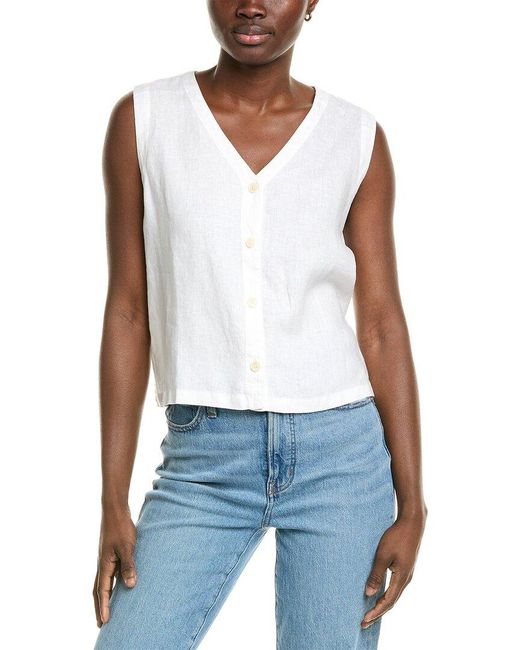 Eileen Fisher White Linen Vest
