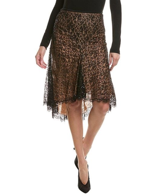 Michael Kors Black Silk-Blend Lace Dance Skirt