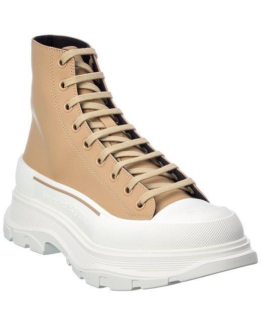 Alexander McQueen Tread Slick Leather Boot in Brown for Men | Lyst