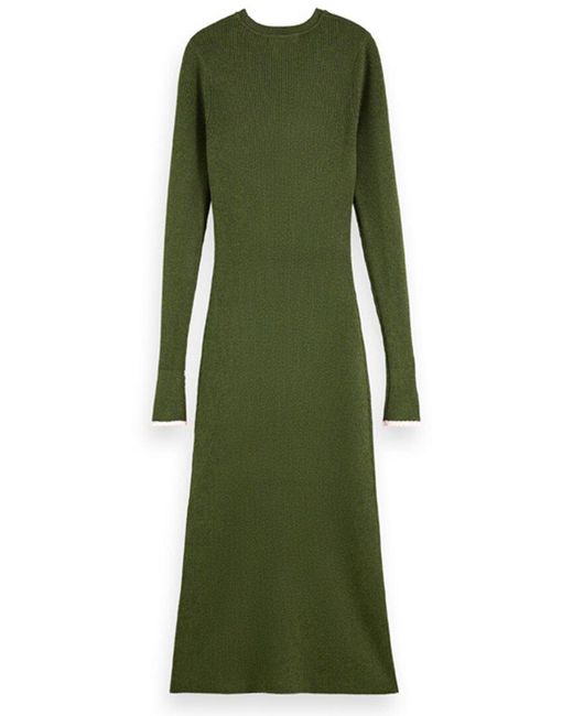 Scotch & Soda Green Skinny Rib Wool-blend Dress