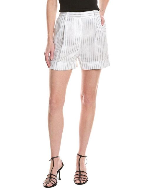 Rag & Bone White Celia Stripe Linen-Blend Short