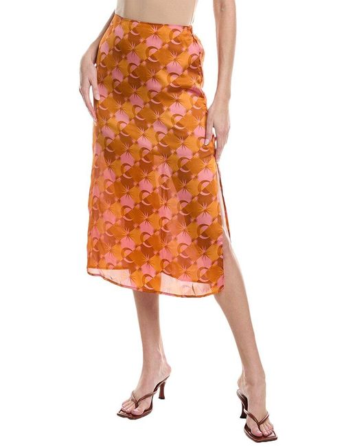 Dress Forum Orange Your Destiny Slit Midi Skirt