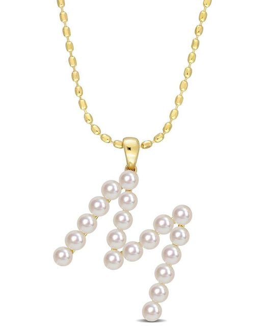 Rina Limor Metallic Over 3.5-4Mm Pearl Initial Pendant (A-Z)