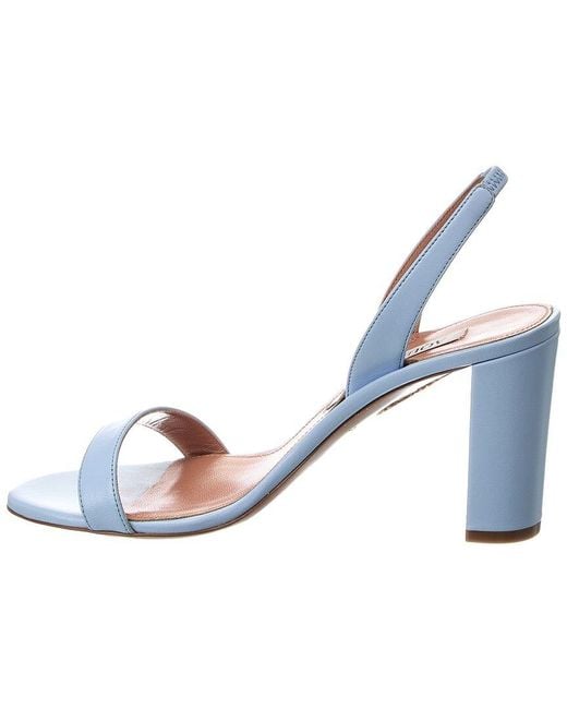 Aquazzura Blue So Nude Block 85 Leather Slingback Sandal
