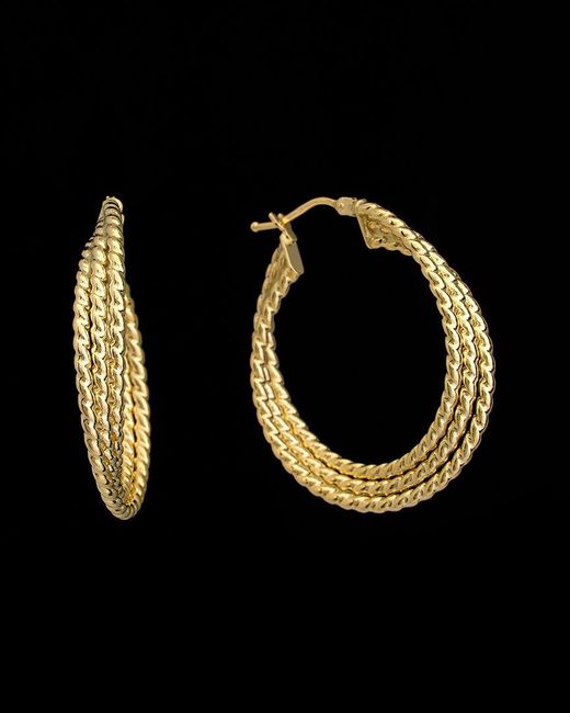 Italian Gold Black 18k Twisted Triple Hoops