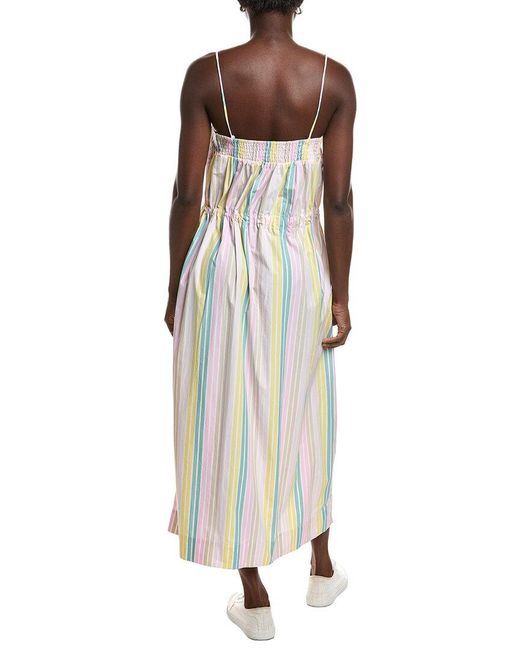 Ganni White Stripe Maxi Strap Dress