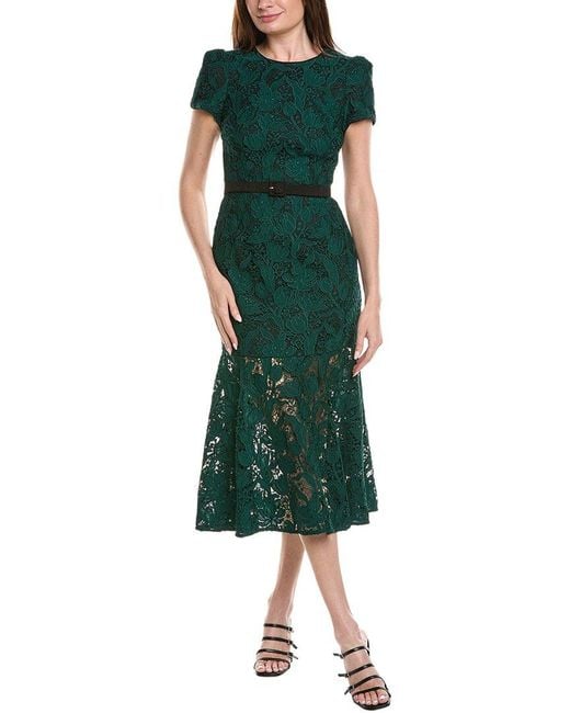 MILLY Green Tahlia Tulip Garden Lace Maxi Dress