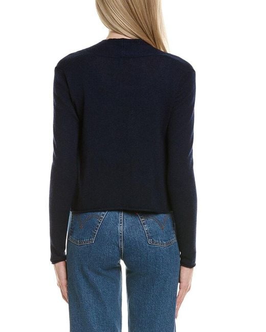 Sofiacashmere Blue Cropped Wool & Cashmere-Blend Cardigan