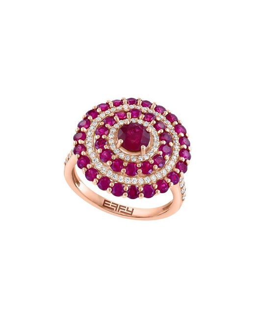 Effy Fine Jewelry Pink 14K Rose 14.08 Ct. Tw. Diamond & Jade Ring