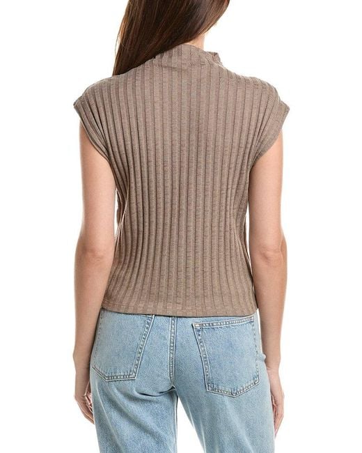 Michael Stars Gray Nara Mock Neck Top