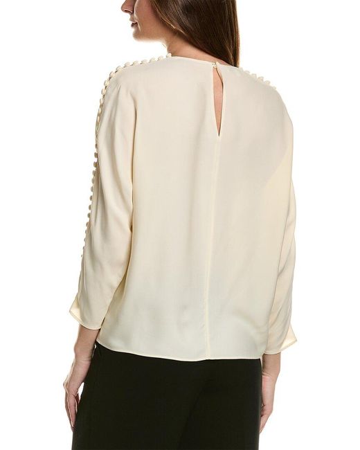 Lafayette 148 New York Natural Wing Sleeve Silk Blouse