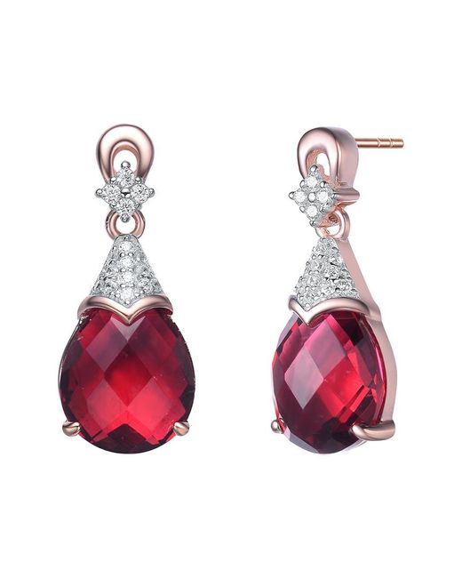 Genevive Jewelry White 14k Rose Gold Vermeil Earrings