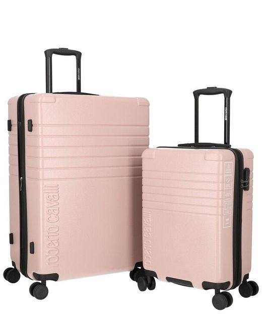 Roberto Cavalli Pink Core Molded Collection 2pc Expandable Luggage Set