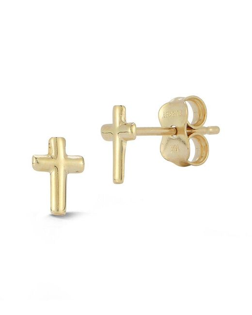 Ember Fine Jewelry Metallic 14k Dainty Cross Studs