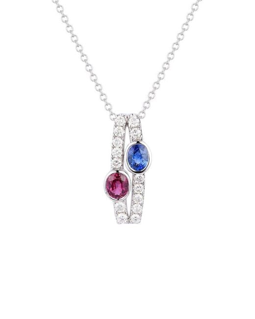 Gregg Ruth White 14K 1.35 Ct. Tw. Diamond & Sapphire And Ruby Pendant