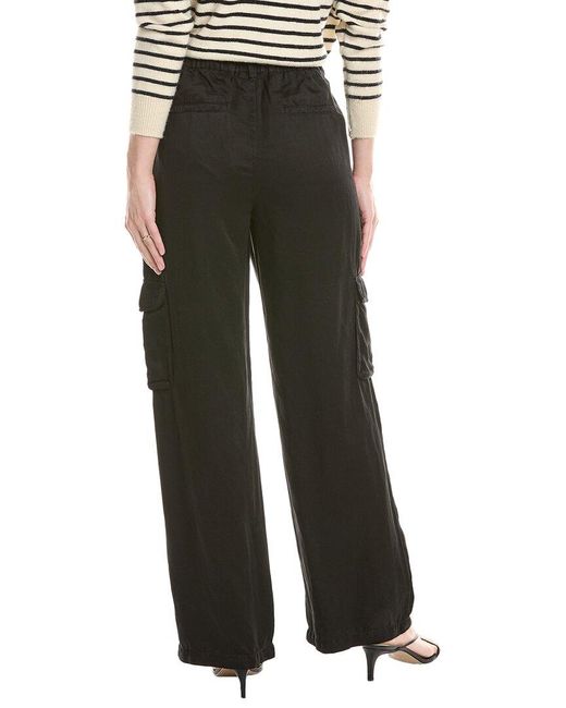 Bella Dahl Black Pleated Wide Leg Linen-Blend Pant
