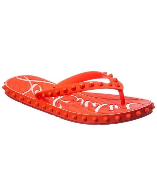 Christian Louboutin Red Super Loubi Rubber Flip Flop