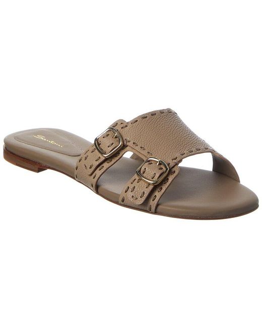Santoni Brown Leather Sandal