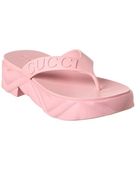 Gucci Pink Logo Rubber Platform Sandal