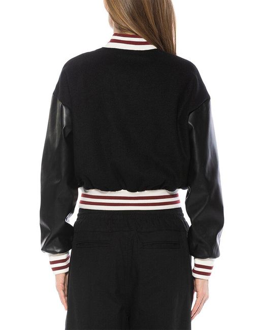 Alexia Admor Black Ciela Varsity Bomber Jacket